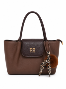 Mirae Brown Bag with Pom-Pom Charm