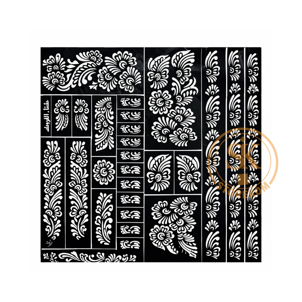 Henna Naksha -Large Henna Stencil Sheet – Arabic Floral Mehndi Design Set - Storekom Henna Naksha -Large Henna Stencil Sheet – Arabic Floral Mehndi Design Set - Storekom