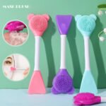 Bear Shape 1pcs Double Head Facial Mask Brush Silicone Applicator Spoon Spatula Stirring Stick Women Skin Face Cleansing Care Home Makeup Tools