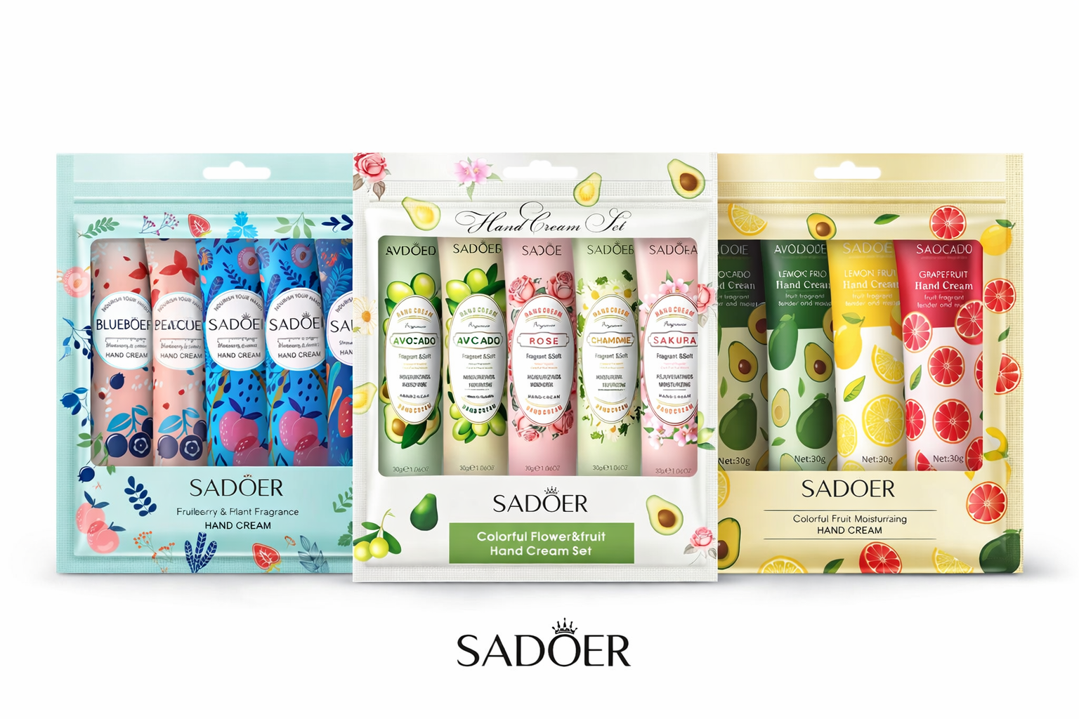 SADOER Fruit & Plant Extract Hand Cream Pack of 5 – 30g Each SADOER Fruit & Plant Extract Hand Cream Pack of 5 – 30g Each